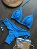 Biquíni cor sólida roupa de banho praia sexy mulheres banho biquini alta corte fatos de banho push up praia bikini conjunto 240327