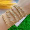 Braccialetti 5 pezzi di alta qualità micro zircone cubico moda foglia lettera fiore design fascino catena a maglie braccialetto in oro per donna