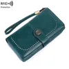 Hohe Qualität Frauen Brieftasche RFID Anti-Diebstahl-Leder-Geldbörsen für Frau LG Reißverschluss Große Damen Clutch Bag Weibliche Geldbörse Kartenhalter n1AV #