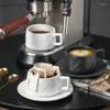 Tazze in pietra nordica in ceramica con piattino per tazza da caffè con orecchio appeso, leggero, di lusso, per la casa, latte, colazione, tè pomeridiano, bere, regalo per le vacanze