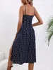 2024 Kobiety kwiatowe paski spaghetti Summer boho plażowy sukienka elegancka szelki kwadratowe slit slits 240418