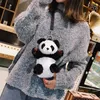 Sacs à bandouliers 2024 Loverie de peluche 3D Handle Panda Femmes Kawaii Velvet Animal Sac Small School for Teenage Girls Sack