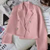 Fashion Short Women Blazers Elegant Female Suist Jacket Tops Casual Solid Long Mancheve Bureau Lady Blazer Coat Spring Automne 240417