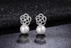 Kolczyki stadnorskie 5A Cubic Zirconia CZ Pearl Wedding Carring dla kobiet Prom Rhinestone Crystal Kryształowa biżuteria CE10285