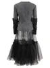 ワークドレスファッション女性2 PCSセットスクエアカラーダブルブレスト伸縮式半透明半透明メッシュスーツ2024 TIDE CPDB050