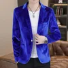 Costumes masculins Hoo 2024 Gold Velvet Jacquard Blazer Bamboo Leaf Fashion Fashion Leisure