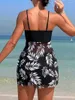 Dames badmode 2024 Korte jurk tankini met shorts badpak vrouwen vrouwelijk gevoerde gedrukte zwempak zwemmen zwemmen strandkleding zomer
