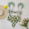 Kobiety w dziedzinie stroju kąpielowego Kobiety kwiatowy 2024 Wyściełane braczki bandaż bikini zestaw kąpielowy kostium kąpielowy Baiton Beachwear Biquini