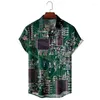 Chemises décontractées pour hommes Chip électronique 3D imprimé pour hommes vêtements Vintage Motherboard Blouses Ingénieur Personnalité de bouton à manches courtes Mâle