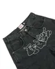 K Vêtements pop en denim Embroidgym Shorts Y2K Mens 2023 Summer Harajuku Punk Punk Streetwear Punk Hiphop Men Gothic 240426