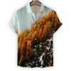 Casual shirts voor heren Summer Shirt Mountain Ink Painting landschap Patroon Korte reversknop Maat 4xl voor