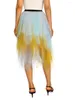 Spódnice Kimydreama Kobiety Nieregularny kontrast Contrast Solid Kolor Elastyczne marszki z wysokim talią wielowarstwową tiulową spódnic