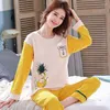 Women's Sleep abbigliamento Cotton Women Spring Autumn Autumn Long Sleeve Pants Girl 2 Pieces Set di cartone animato Student Fashion Loungewear Abito