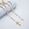Elfic Gold Plated Three Color Necklace Cubic Zirconia Virgin Mary Necklace rosary necklace74690507559102