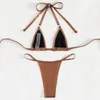 Moda de banho feminina Sexy Micro Mini Bikinis Bikinis Brown