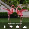 Garden Decorations Pink Flamingo Yard Statues And Sculptures Metal Lawn Art Ornaments For Outdoor Patio Backyard Set Of 2
