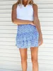 Skirts Women Layered Ruffle Mini Skirt Floral Print Boho Summer Pleated High Waist A Line Short Beach Streetwear