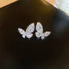 Boucles d'oreilles Stud Lovelink Design Silver Color Butterfly Girls Shiny Rhinetsone Animal Earge pour femmes Accessoire simple