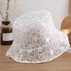 Berets weißer Spitzenschaufel Hut für Frauen dünne atmungsaktive UV -Schutz Sonnenhüte Koreanische Mädchen hohl Panama Basin Caps Reisen Beach Visors