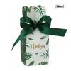 Gift Wrap 50Pcs Box Party Candy Paper Boxes Baby Dessert Bag Thank You Packaging Decoration Flower Guests Forest Green