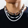 Choker ingesight.z Colliers de perles en bois de mélange naturel de mélange naturel vintage Réglage pour hommes Boho Noir blanc mou