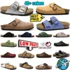 Mens chinelos sandálias sandálias femininas entupidas sandálias de verão lâminas pretas brancas de camurça azul plataforma de fivela de fivela falt slides eur 36-46