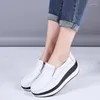 Casual schoenen mocassins plus size dames echt lederen platform shake wig-slip-onhoogte toenemen