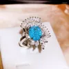 Rings de cluster Ringe Creative Irregular Blue Ring S925 Prata Hand peça para Mulher Fashion Party Wedding Jewelry Anniversary Presente