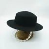 Berets 202404-Shi Ins Chic Winter Wool Felt Chain Pearl Lady Fedoras Cap Femmes Loisure Panama Jazz Hat