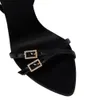 2024 Yaz Yürüyüşü Lüks Cassie Crep Saten Tasarımcı Sandalet Ayakkabıları Kadın Topuk Claude Patent Deri Gladyatör Sandalyas Altın Ton Buckles Lady High Topuk Ayakkabı Kutusu