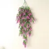 装飾的な花シミュレートされた壁吊り人工プラスチックリビングルームブーケ屋外装飾植物バスケットバインラベンダーリース