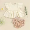 Roupas de roupas roupas de férias de menina de bebê definido com manga curta Tops