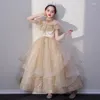 Girl Dresses Flower Selfie Princess Spring Host Little Walk Show Birthday Piano Performance abito