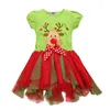 Kız Elbiseler Ren Geyiği Yeşil Kızlar Elbise Noel Giysileri Bebek Ball