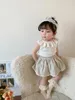 Kleidungssets Babys Kindermädchen Sommer Koreanische Tops Baby Elastiziert Taille 2024 Mode drehen Kragen schön