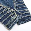 Herren Jeans Männer verzweifelt Blue Denim Streetwear rissen Patch Non -Stretch -Hosen schlanke gerade Hose