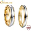 Bonlavie 6mm 4 mm Breite gewölbter polierter Schritt Gold Farbbeschichtung Wolfram Ring Ehering Band Komfort Fit Wolfram Carbid Ring 240424