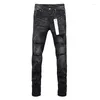 Pantaloni femminili di alta qualità roca jeans jeans street americano strappato a inchiostro black black wash black slim e slim