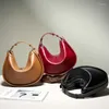 Drawstring 2024 Niche Design Crescent Leather Bag Simple Fashionable And High-end One-shoulder Cross-body Handbag