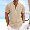 T-shirts masculins Mens de plage d'été Blanc Navy bleu bleu court à manches courtes cols debout