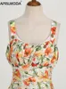 Lässige Kleider 2024 Elegant Vintage Cherry Print Summer Tank für Frauen 50er Jahre 60er Jahre Riched Büste High Taille Beach Urlaub Midi Kleid