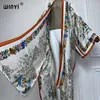 Sommar Kimono Africa Print Dress Beach Wear Maxi Elegant Cardigan Holiday Outfits For Women Abaya Dubai Luxury