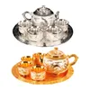Conjuntos de chá de chá de chá com bandeja adultos panela de chá 4 xícaras de chá bebendo liga de zinco de chá de café