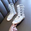 Boots Little Girls Summer England Rome Long Sandals For Kids White Dress Shoes 2024 1 2 3 4 5 6 7 8 Years Old