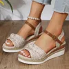 Sandals Woman'S Flip Flops Size 8 Women'S Casual Side Hollow Belt Buckle Slope Bottom Roman Shoes Summer Fashion Wedge Sandal For Women
