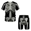 Men's Tracksuits Men Gothic Punk Style Horror Scary Skeleton Skull 3d Print Cosplay Costume Halloween Shorts T Shirt Suit Sets Swim Male