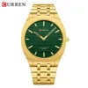 Curren Fashion Design Ultra-Thin Quartz Watches For Men Top Brand rostfritt Steel Band Wristwatch 240422