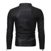 Veste pour hommes collier en cuir noir manches longues printemps d'automne tendance mode coréen slim ajustement décontracté moto 240426