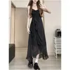 Casual Dresses Summer Party for Women 2024 Backless V-hals Sling Ruffled Temperament Sexig Fashion Suspender Simple Elegant in Dress