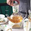 Ensembles de voies de thé Camellia Bone China Tea Set British en céramique de tasse de thé en céramique avec passoir Candler Verre Verre Témeau de théière
